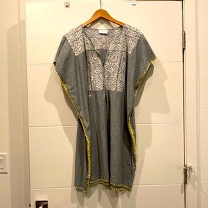 EXQUISITE RARE Mi Golondrina grey and white handwork poncho dress S so beautiful